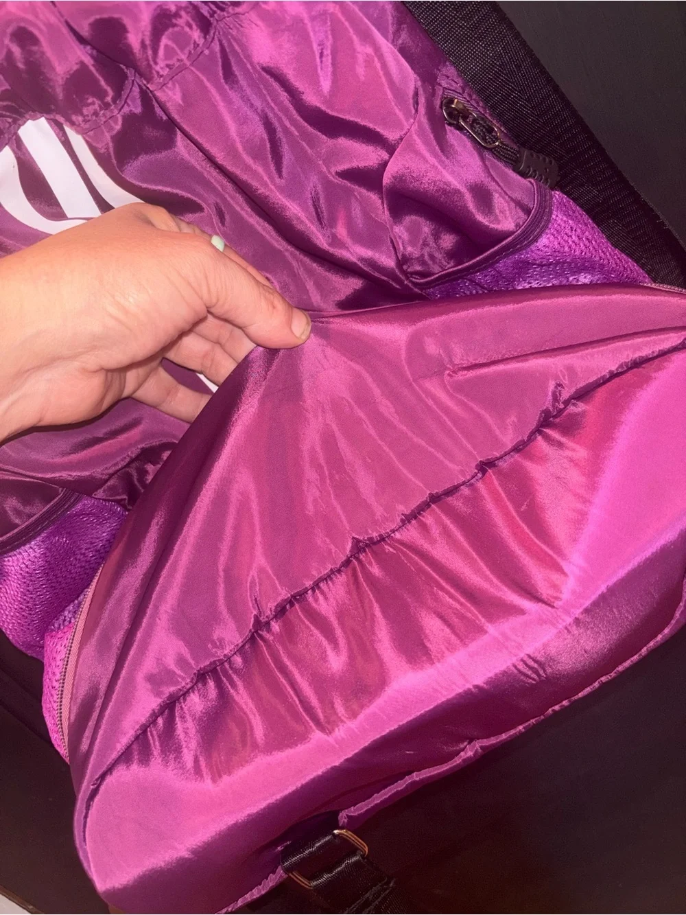 Adidas Purple 3-Stripes Drawstring Sackpack Gym Bag Mesh Pockets - Picture 2 of 7